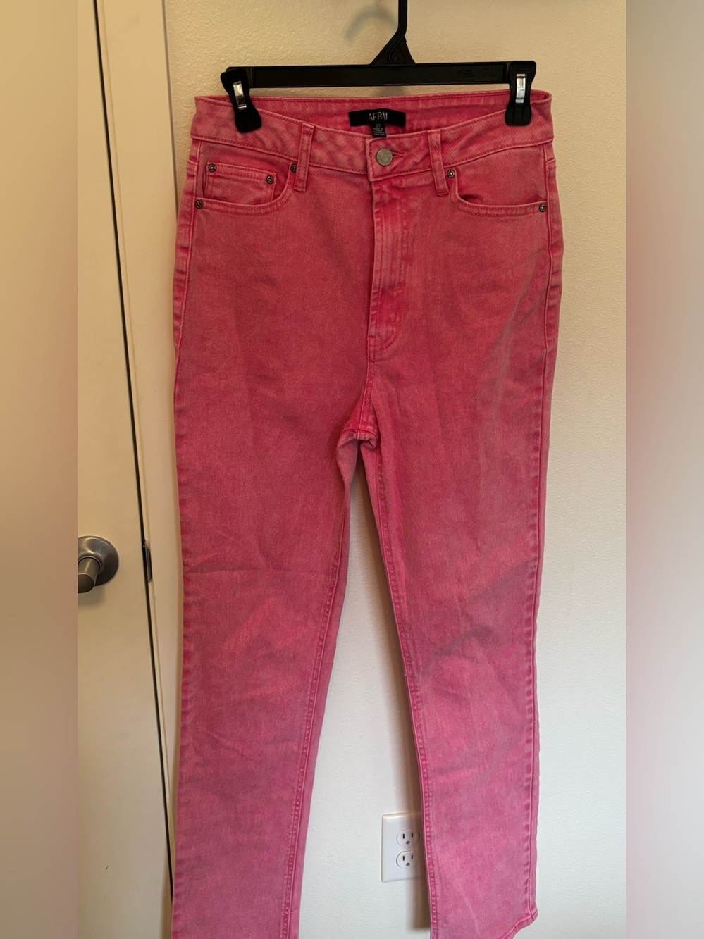 Anthropologie AFRM Heston The High Rise Straight Leg Jeans in Pink Acid Wash